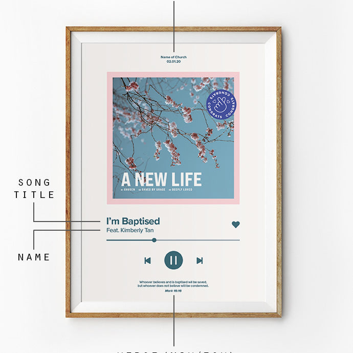 I Am Baptised Song Playlist Poster {Customisable} - Posters by The Commandment Co, The Commandment Co , Singapore Christian gifts shop