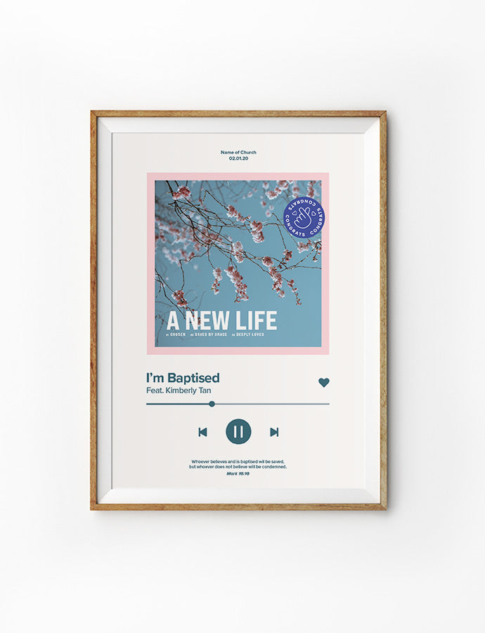 I Am Baptised Song Playlist Poster {Customisable} - Posters by The Commandment Co, The Commandment Co , Singapore Christian gifts shop