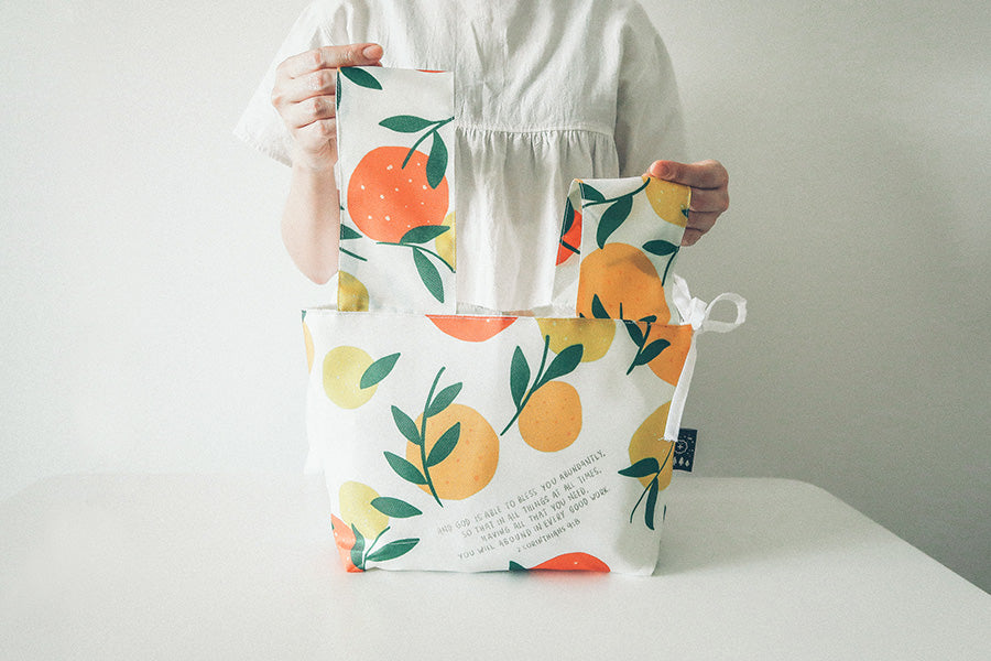 Lemon And Oranges - God Is Able To Bless You Abundantly {Lunch Bag} - lunch bag by The Commandment Co, The Commandment Co , Singapore Christian gifts shop