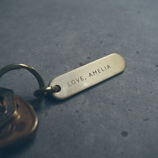 Brass keyring with Father's Day engraving example