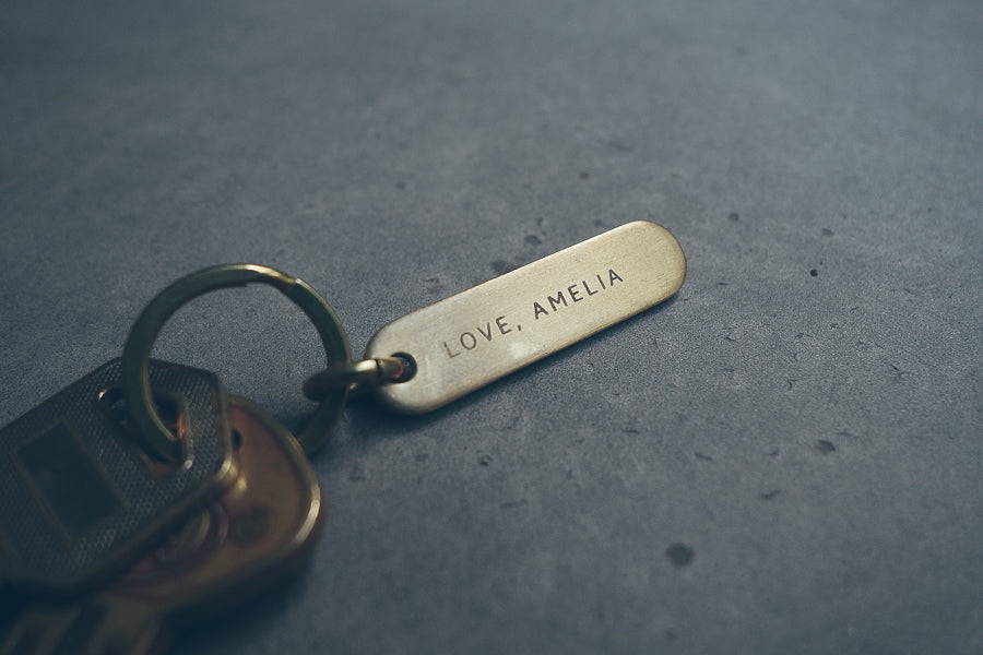 Brass keyring with Father's Day engraving example