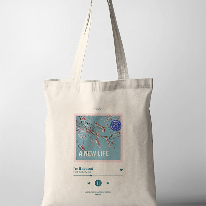 I Am Baptised Song Playlist Tote Bag {Customisable} - tote bag by The Commandment Co, The Commandment Co , Singapore Christian gifts shop