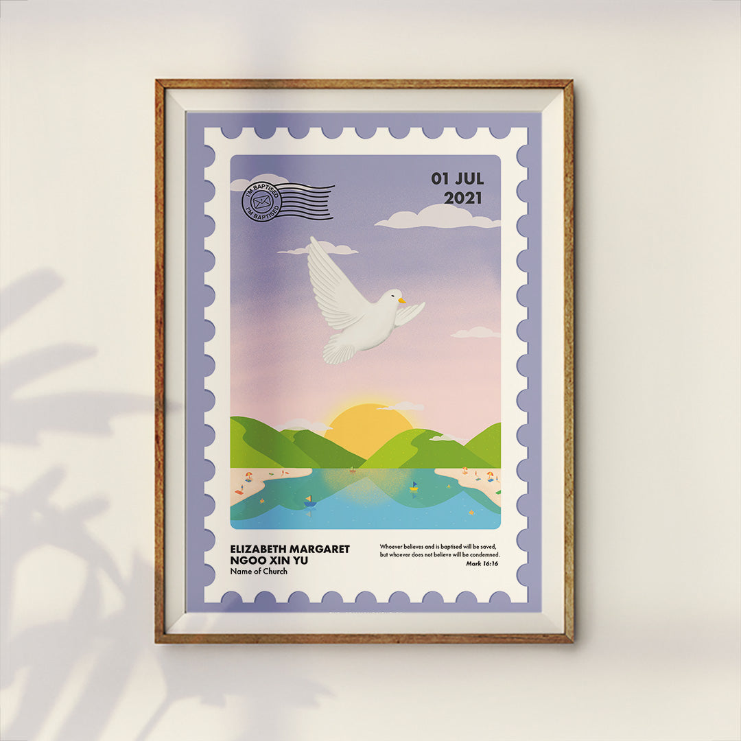I Am Baptised Postage Stamp Poster {Customisable} - Posters by The Commandment Co, The Commandment Co , Singapore Christian gifts shop