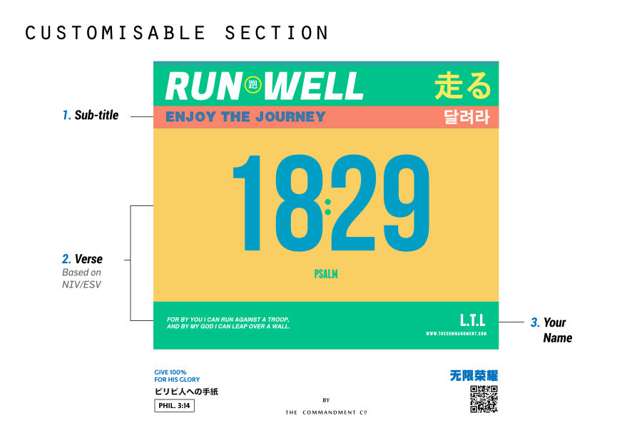 Run Well Campaign Marathon Bib Tote Bag {Free customisation} - tote bag by The Commandment, The Commandment Co , Singapore Christian gifts shop