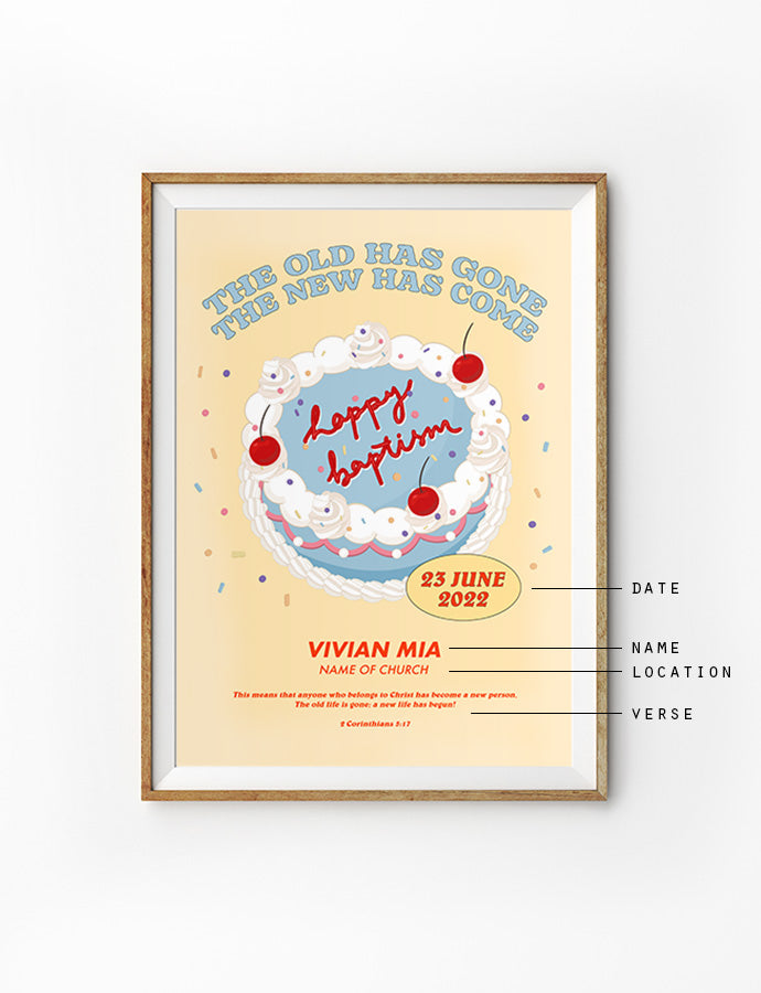 The New Has Come Baptism Poster {Customisable} - Posters by The Commandment Co, The Commandment Co , Singapore Christian gifts shop