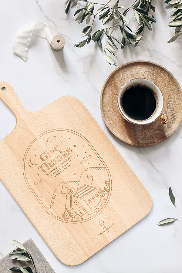 Give Thanks {Wooden Cutting Board} - cutting board by The Commandment Co, The Commandment Co , Singapore Christian gifts shop