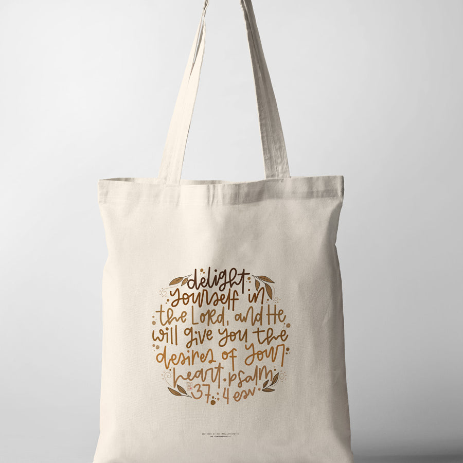 Delight Yourself {Tote Bag} - tote bag by Illustrateivy, The Commandment Co , Singapore Christian gifts shop