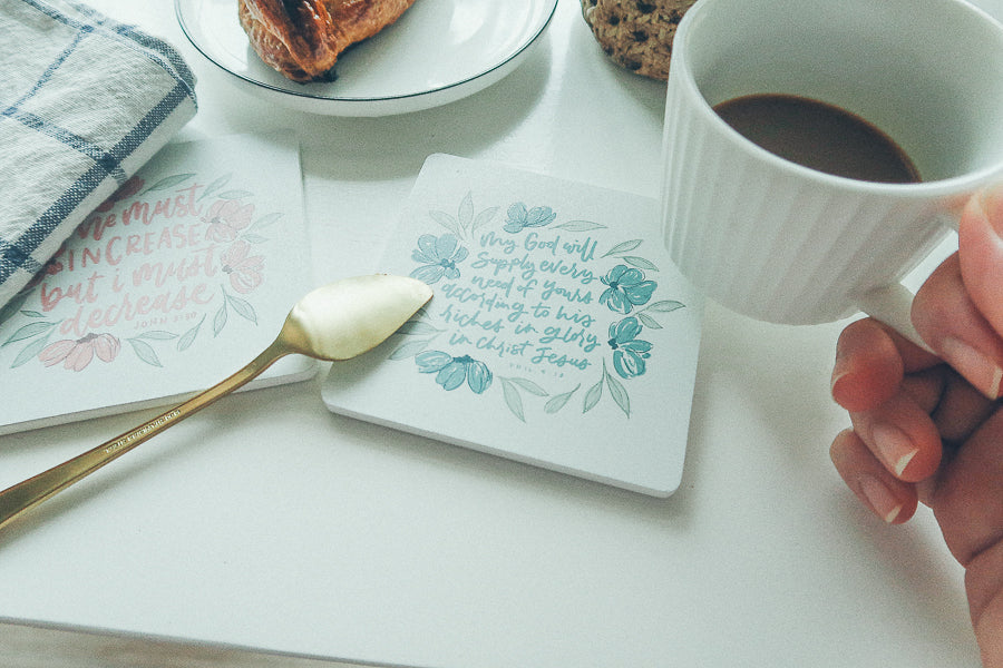 My God Will Supply Every Need Of Yours {Coasters} - coasters by Hannah Letters, The Commandment Co , Singapore Christian gifts shop