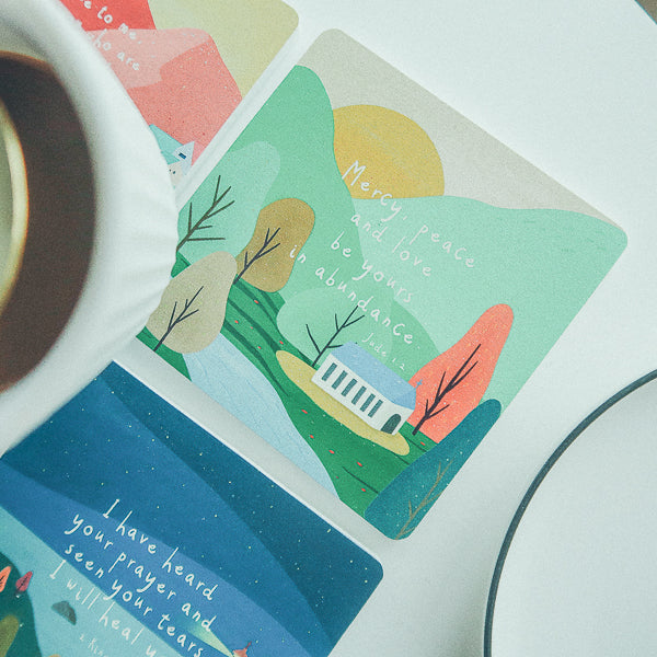 Mercy, Peace and Love {Coasters} Revival Healing Ministry - coasters by The Commandment Co, The Commandment Co , Singapore Christian gifts shop