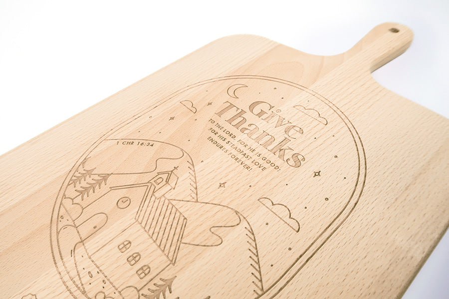 Give Thanks {Wooden Cutting Board} - cutting board by The Commandment Co, The Commandment Co , Singapore Christian gifts shop