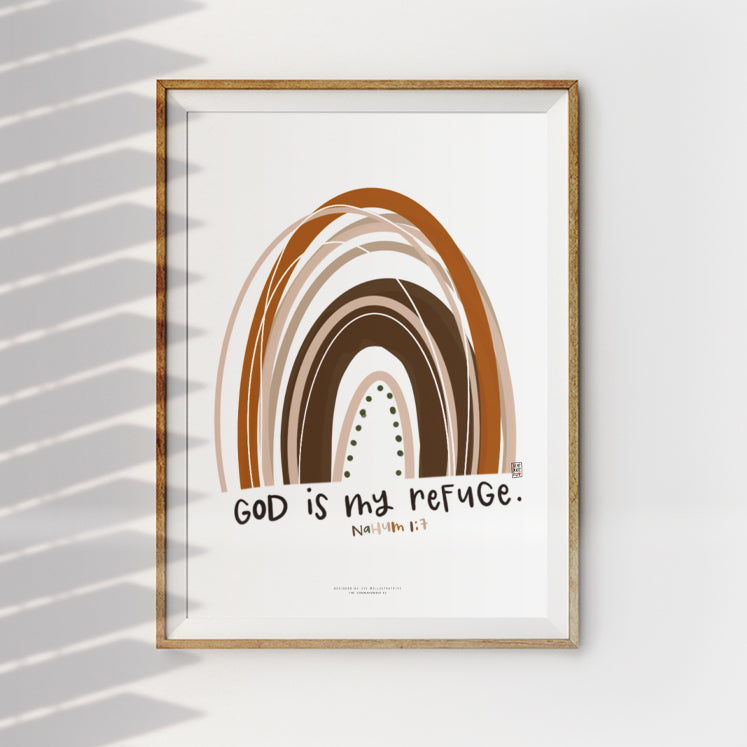 God Is My Refuge {Poster} - Posters by Illustrateivy, The Commandment Co , Singapore Christian gifts shop