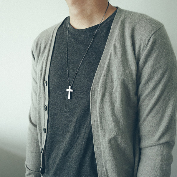 Gunmetal Cross Necklace pendant detail