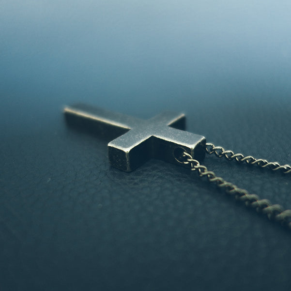 Gunmetal Cross Necklace Christian gift for men