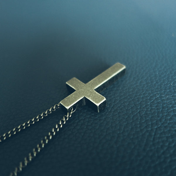 Gunmetal Cross Necklace metal finish detail