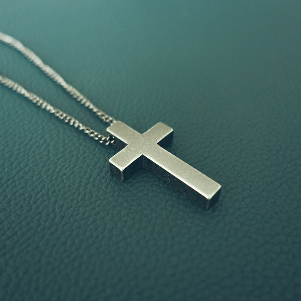Military-inspired Gunmetal Cross Necklace
