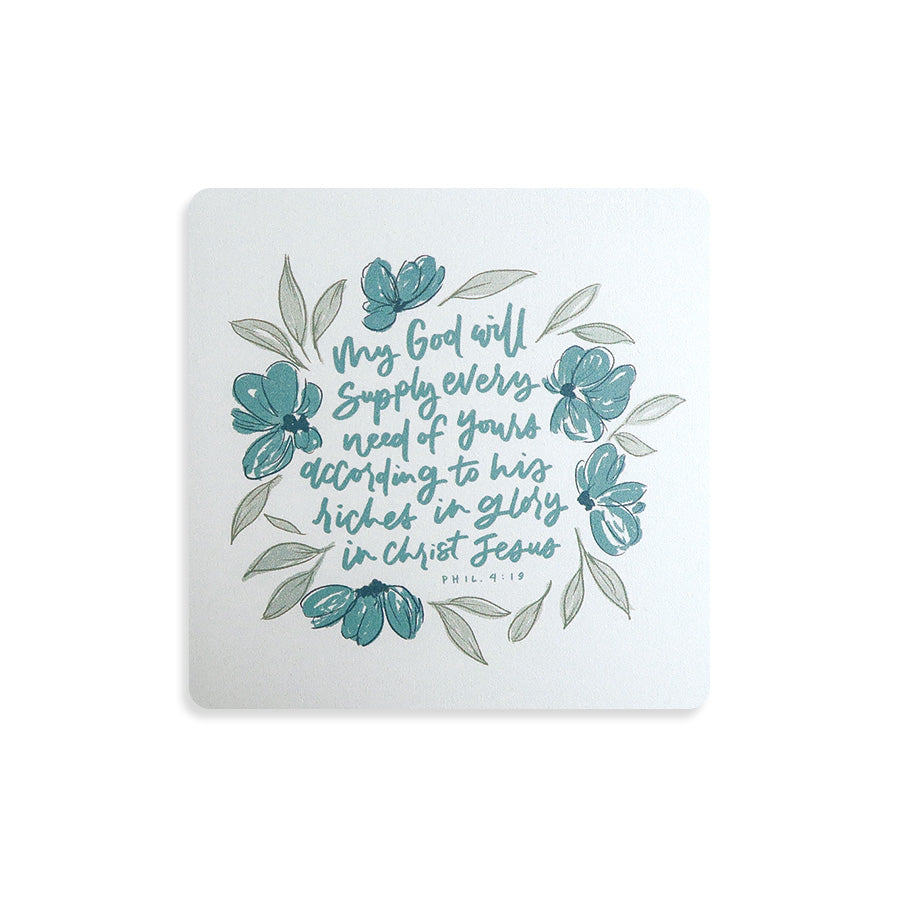 My God Will Supply Every Need Of Yours {Coasters} - coasters by Hannah Letters, The Commandment Co , Singapore Christian gifts shop