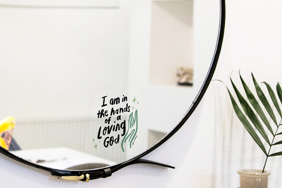 I Am In The Hands of A Loving God {Mirror Decal Stickers} - Decal by YMI, The Commandment Co , Singapore Christian gifts shop