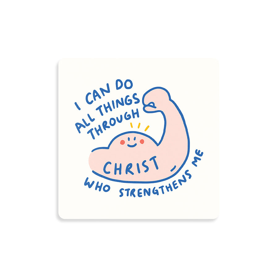 I Can Do All Things Through Christ wooden Christian coaster inspired by Philippians 4:13.