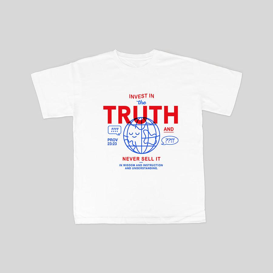Invest In The Truth Proverbs 23:23 Christian T-shirt design.