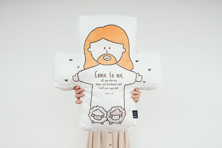Jesus and Me Christian cross plush toy with Bible verse design
