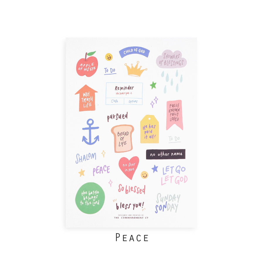 Peace | Journaling Sticker Sheet - Stickers by The Commandment Co, The Commandment Co , Singapore Christian gifts shop