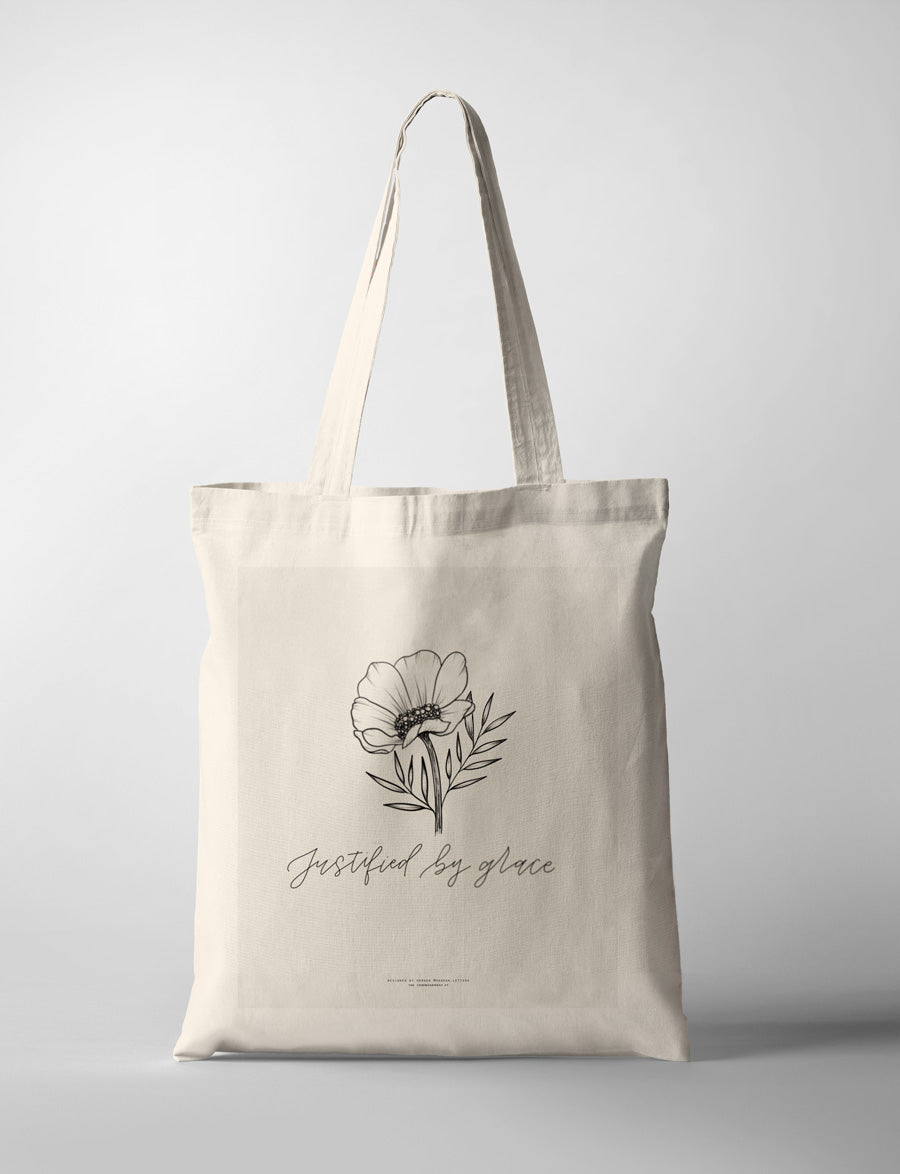 cotton tote with modern line illustration justified by Grace