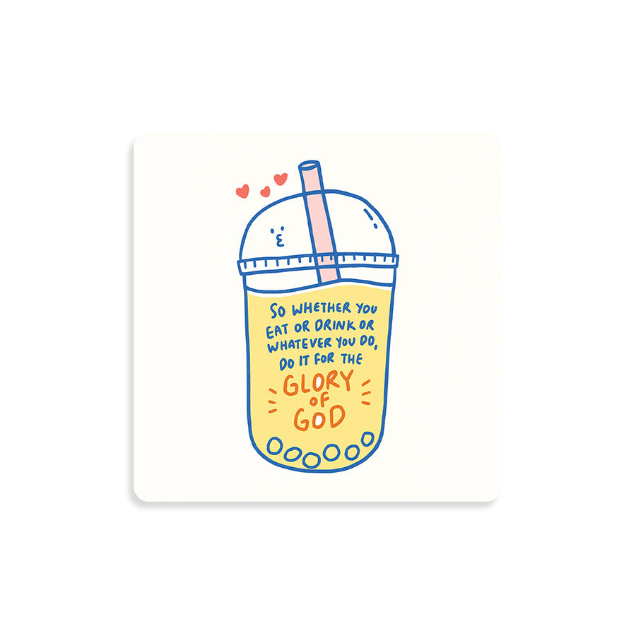 Glory of God Christian wooden coaster inspired by 1 Corinthians 10:31.