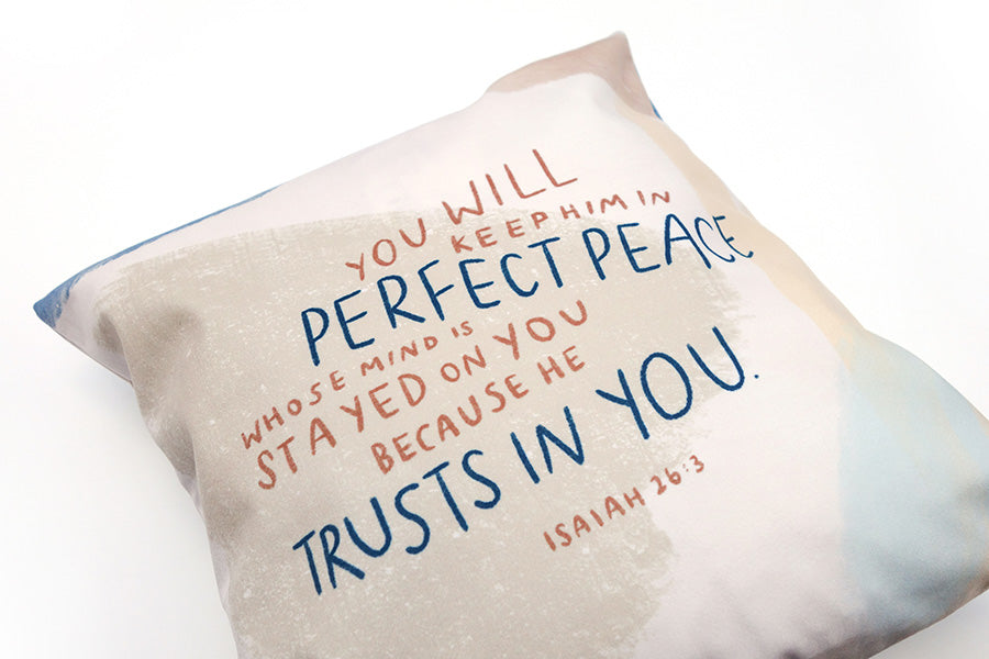 You Will Keep Him In Perfect Peace {Cushion Cover} - Cushion Covers by The Commandment Co, The Commandment Co , Singapore Christian gifts shop