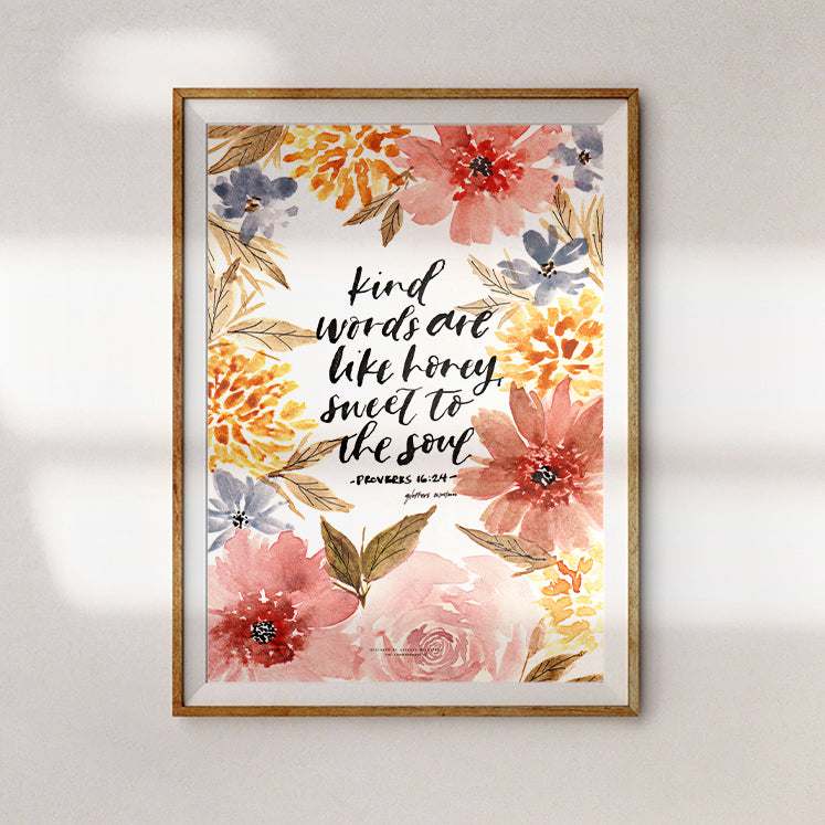 Kind Words {Poster} - Posters by QLetters, The Commandment Co , Singapore Christian gifts shop