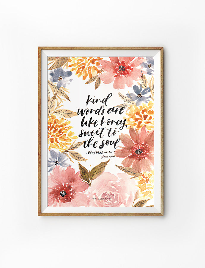 Kind Words {Poster} - Posters by QLetters, The Commandment Co , Singapore Christian gifts shop