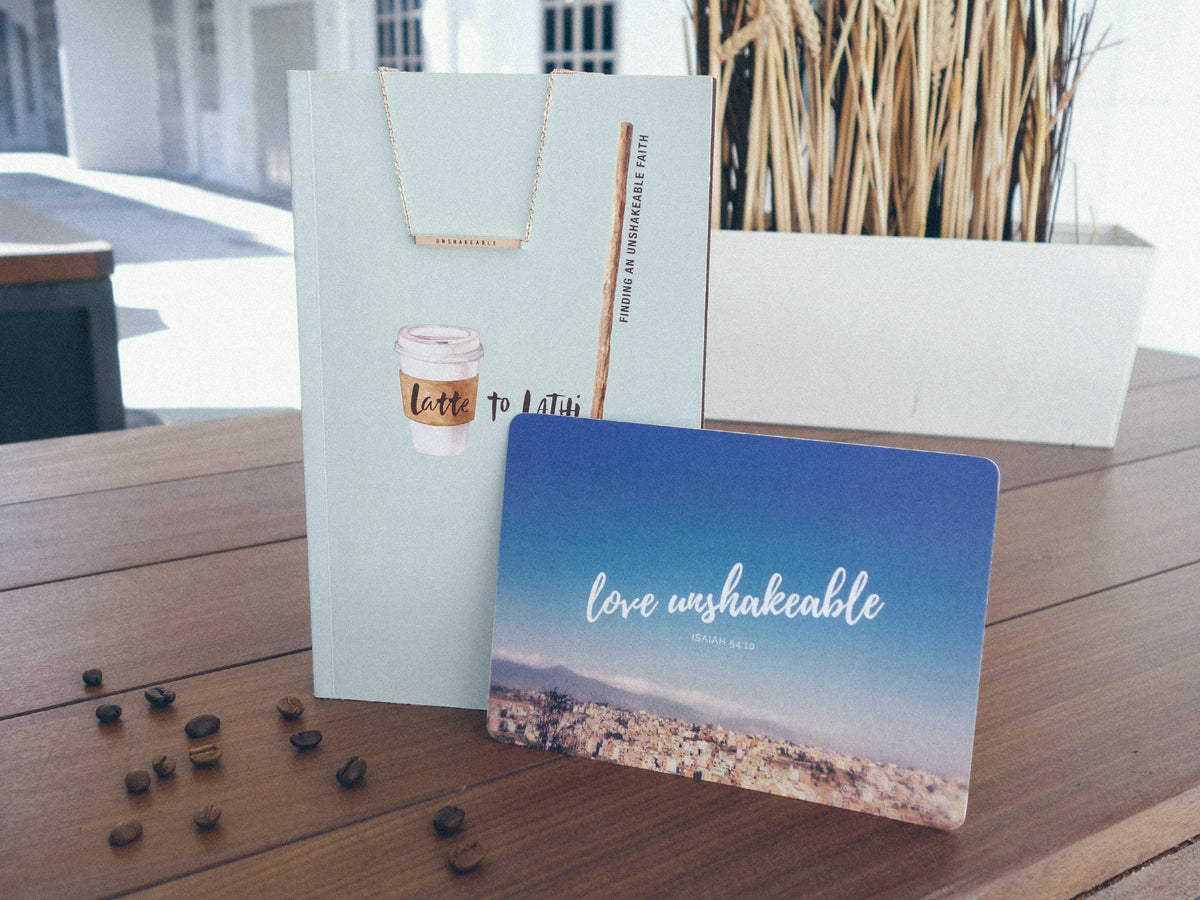 Latte to Lathi book and Love unshakeable necklace.