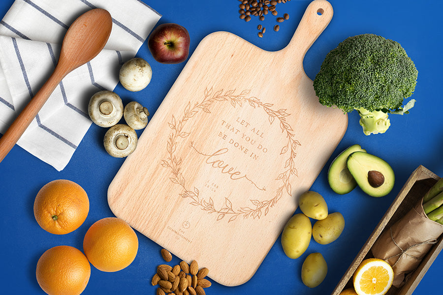 Let All That You Do Be Done In Love {Wooden Cutting Board} - cutting board by The Commandment Co, The Commandment Co , Singapore Christian gifts shop