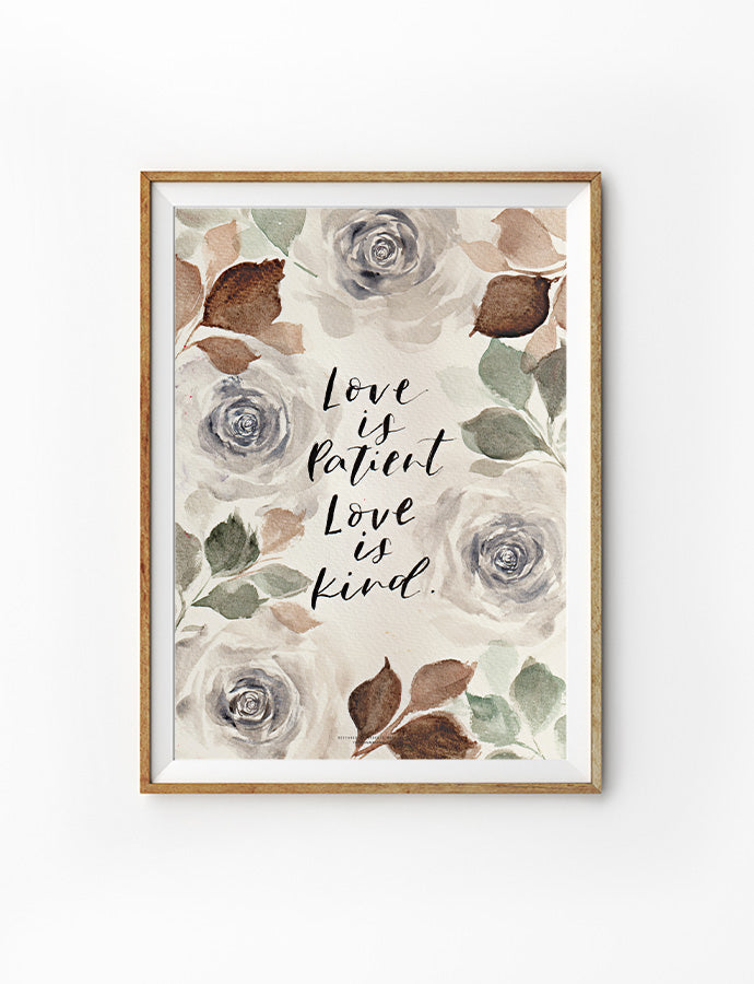 love is patient love is kind watercolour floral design poster for female friends home wall decor commandment co
