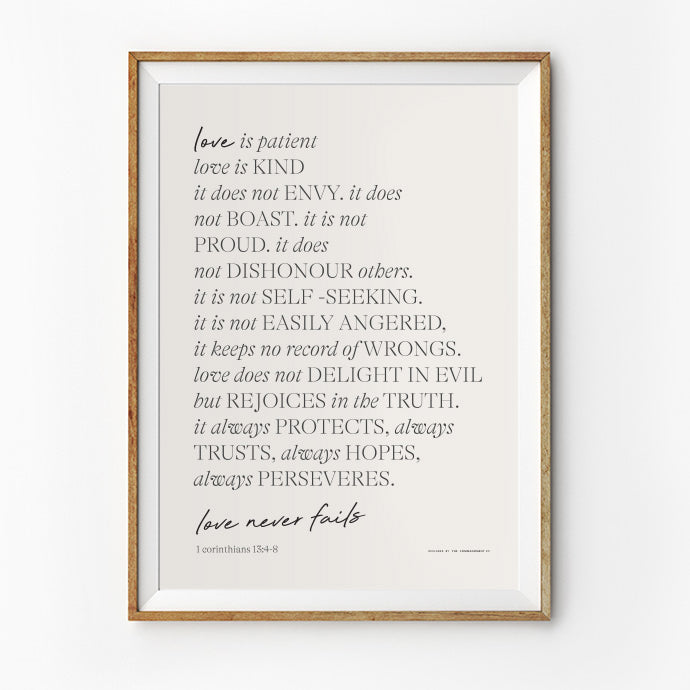 Love Is Patient Love Is Kind {Poster} - Posters by The Commandment Co, The Commandment Co , Singapore Christian gifts shop