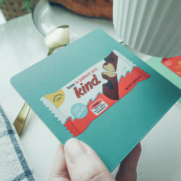 Love Supermarket Christian coaster with colourful faith-inspired design