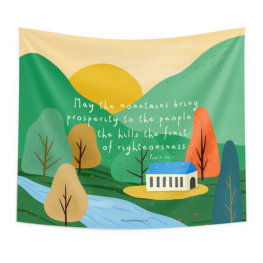 May The Mountains Bring Prosperity To The People {Wall Tapestry} - Wall Tapestry by The Commandment Co, The Commandment Co , Singapore Christian gifts shop