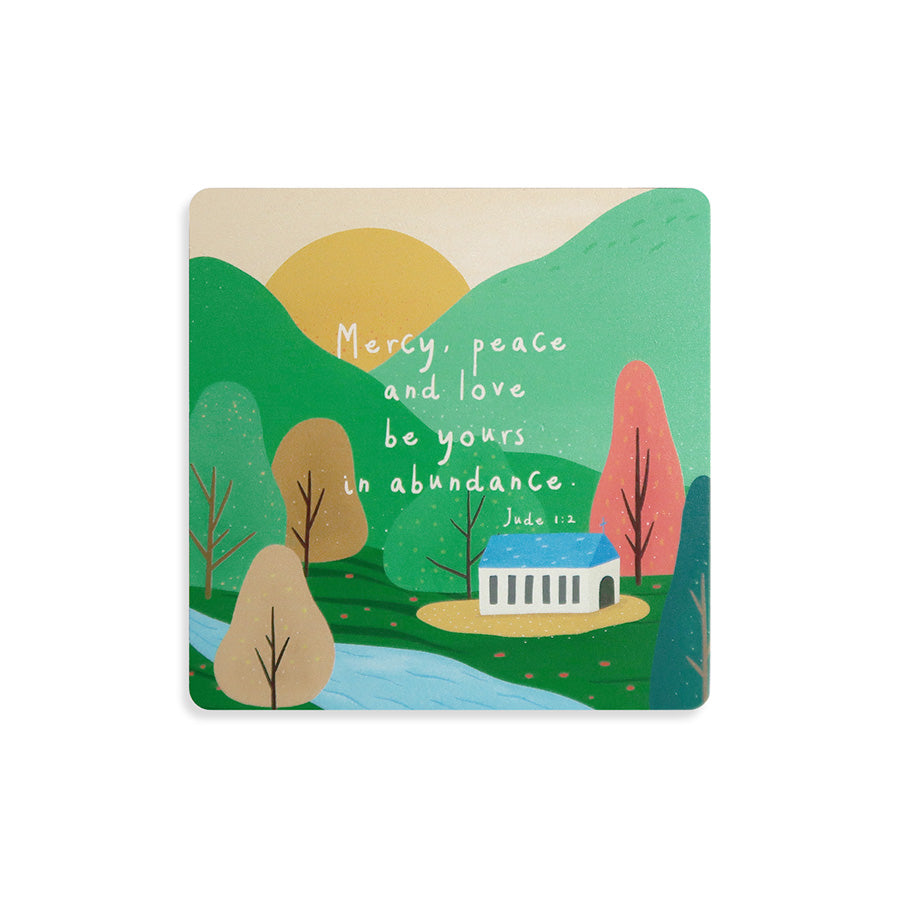 Mercy, Peace and Love wooden Christian coaster inspired by Jude 1:2.