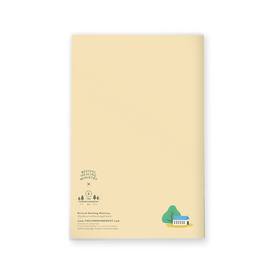 Back cover of the Mercy, Peace and Love A5 Christian notebook.