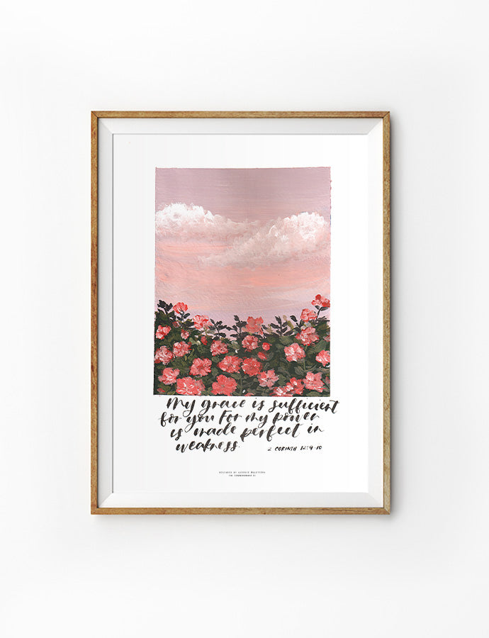my grace is sufficient for you floral design print poster for female christian friends best gift option designed in singapore the commandment co