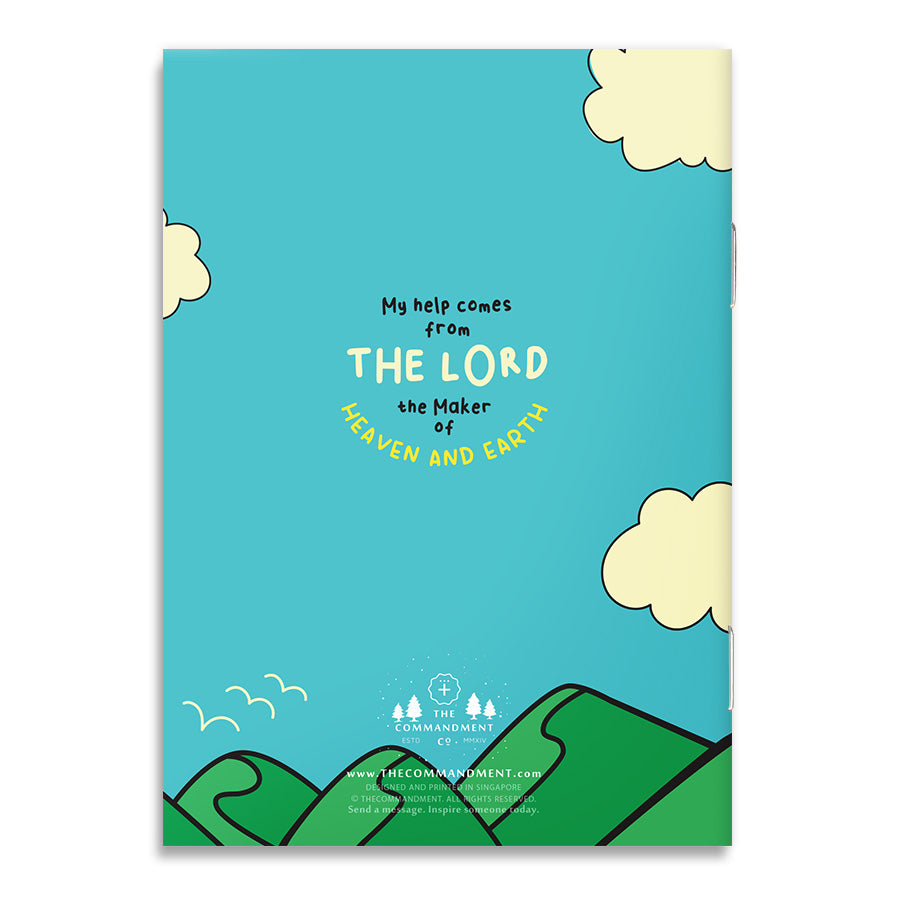 My Help Comes From the Lord A6 Christian notebook, back cover.