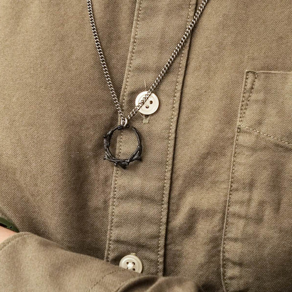Crown of Thorns Christian necklace with ring-style pendant.