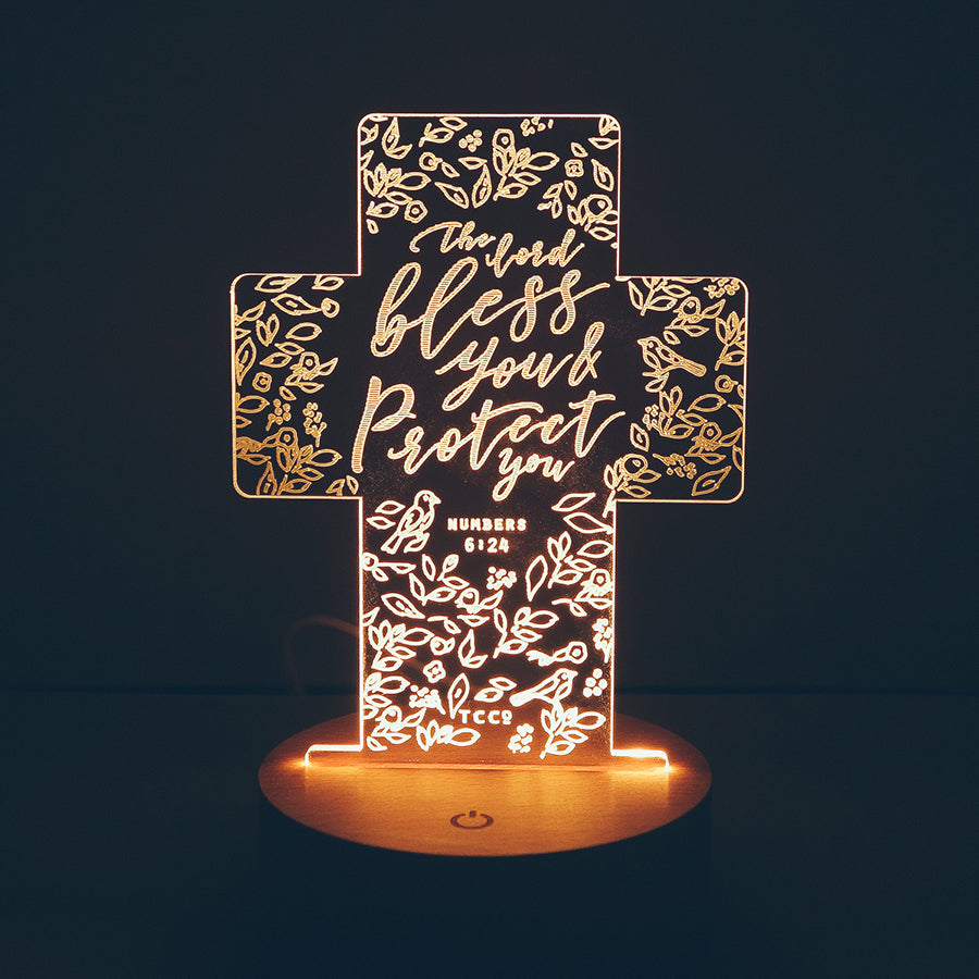Cross-shaped The Lord Bless You and Protect You LED night light