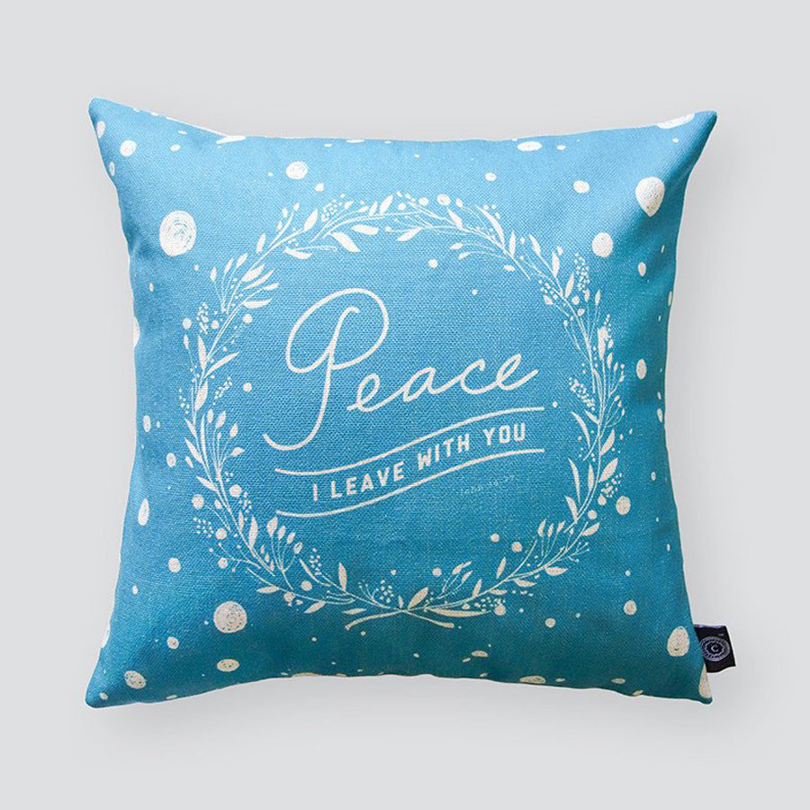 Everyone love cushion covers! They can easily comfort you with its soft feel and comfort messages and then all is well in the world. Features bible Peace I leave with you’. Premium 45cmx45cm light blue pillow cover made of cotton linen. With hidden zip feature.