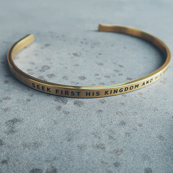 Verse band engraved with Seek first His kingdom and His righteousness