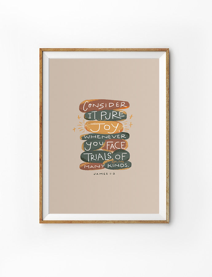Christianity wall poster design consider it pure joy whenever you face trail of many kinds de