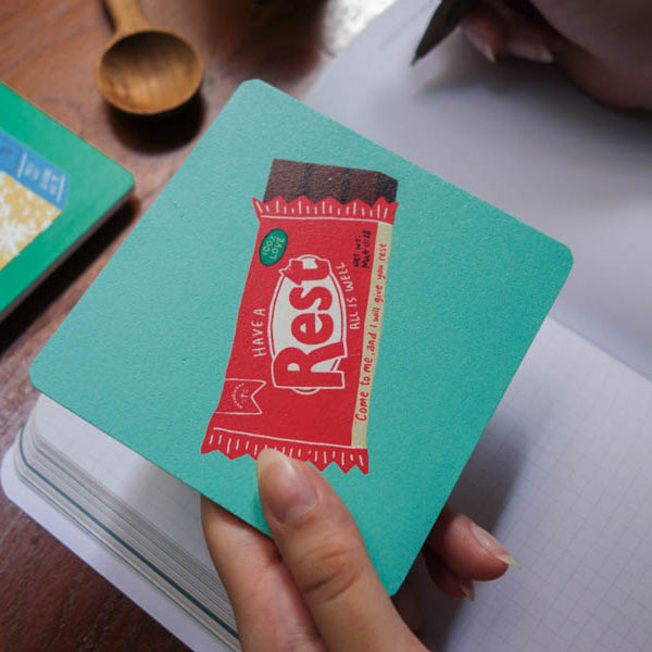 Rest Chocolate Bar Christian coaster product view.