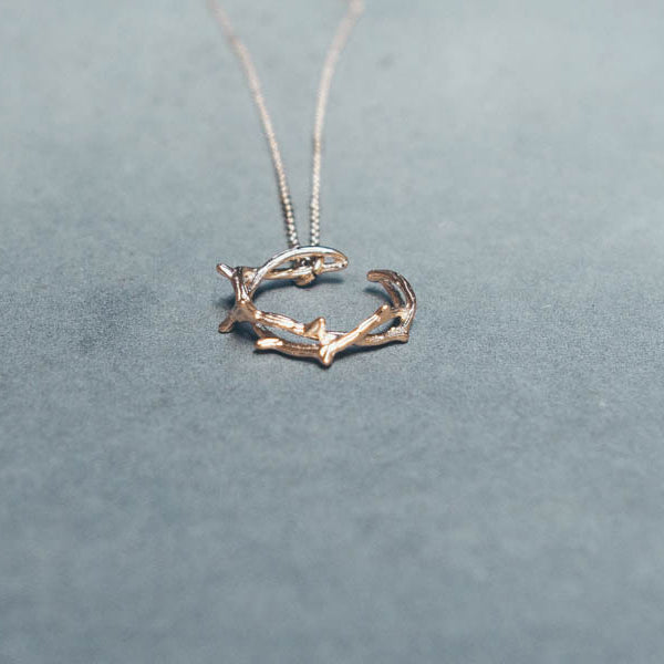 Rose Gold Crown of Thorns ring pendant necklace.