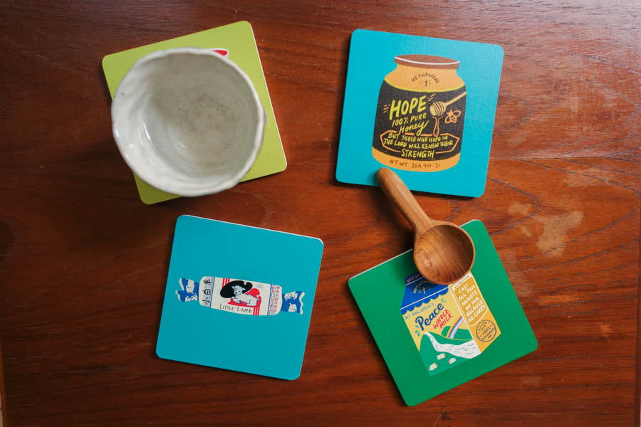 Peace Whole Milk | Coasters {LOVE SUPERMARKET} - coasters by The Commandment Co, The Commandment Co