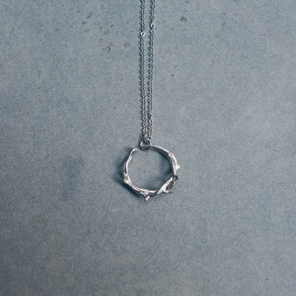 Silver Crown of Thorns adjustable ring pendant necklace.