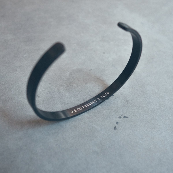 Black on Black adjustable stainless-steel Christian Verse Band overview.